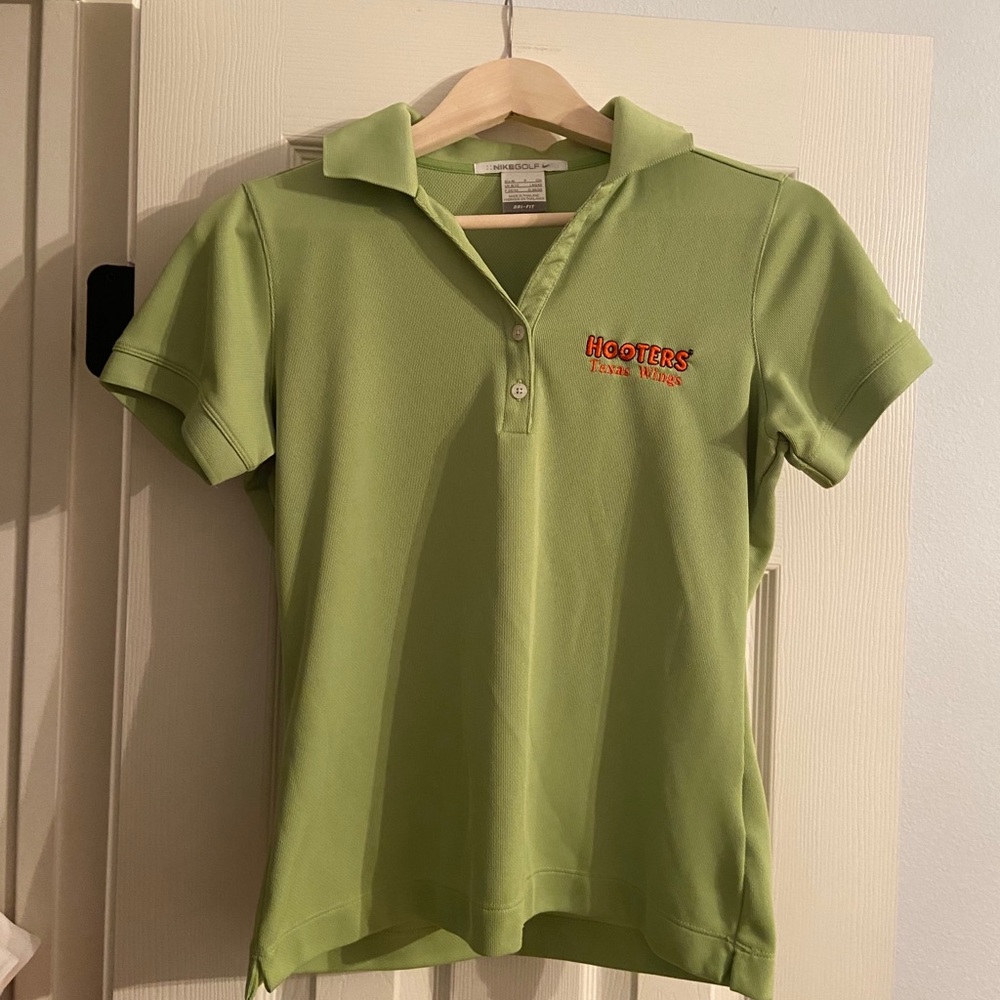Hooters embroidered Nike dry fit lime green polo